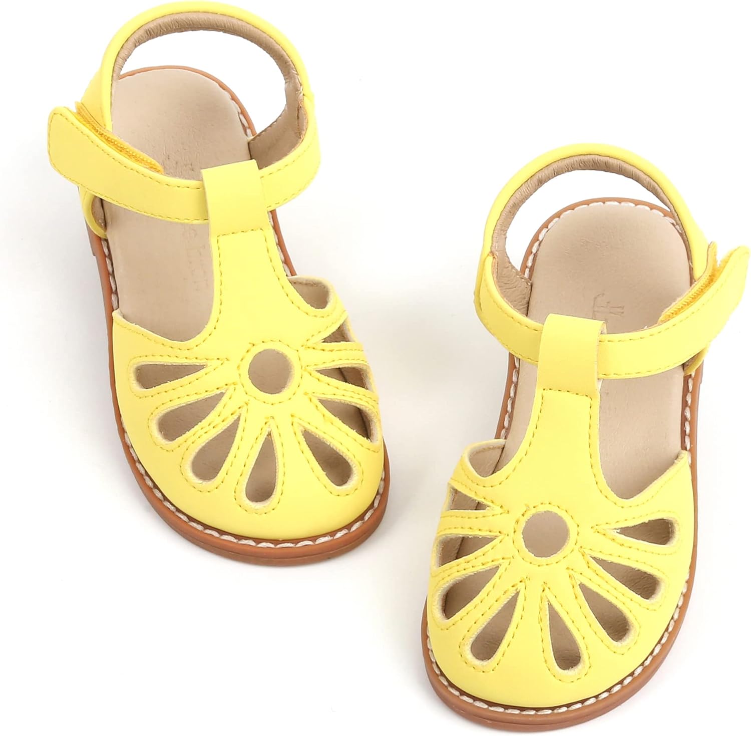 THEE BRON Toddler Girls Closed-Toe Sandals Sweet Retro Cutout Summer Dress Shoes