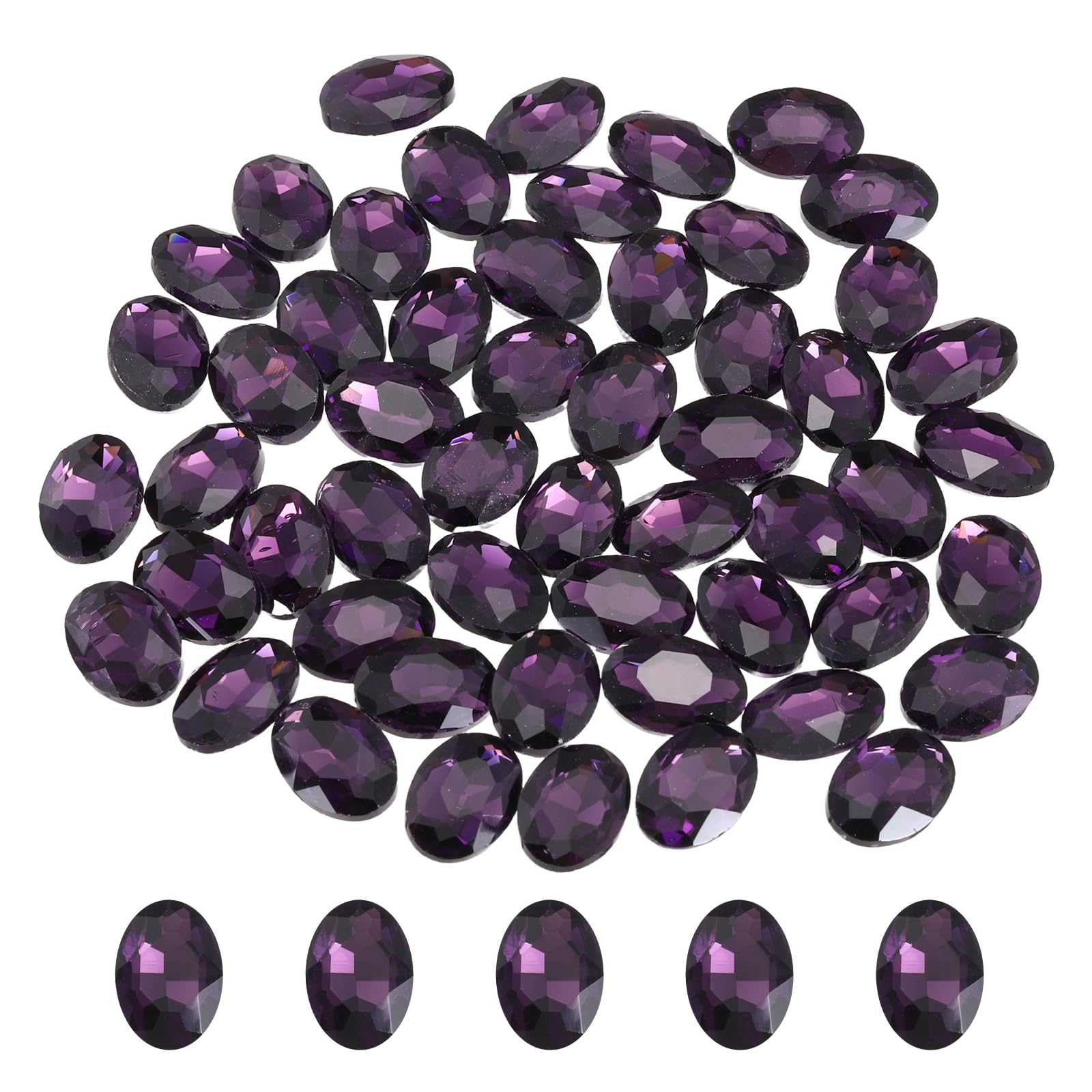 sourcing map 50Pcs Oval Pointed Back Rhinestone, 10 x 14 mm Oval Faceted Glass Rhinestone Gems Pointed Back Faceted Glass Beads for Jewelry Making DIY Crafts Shoes Crystal, Dark Purple