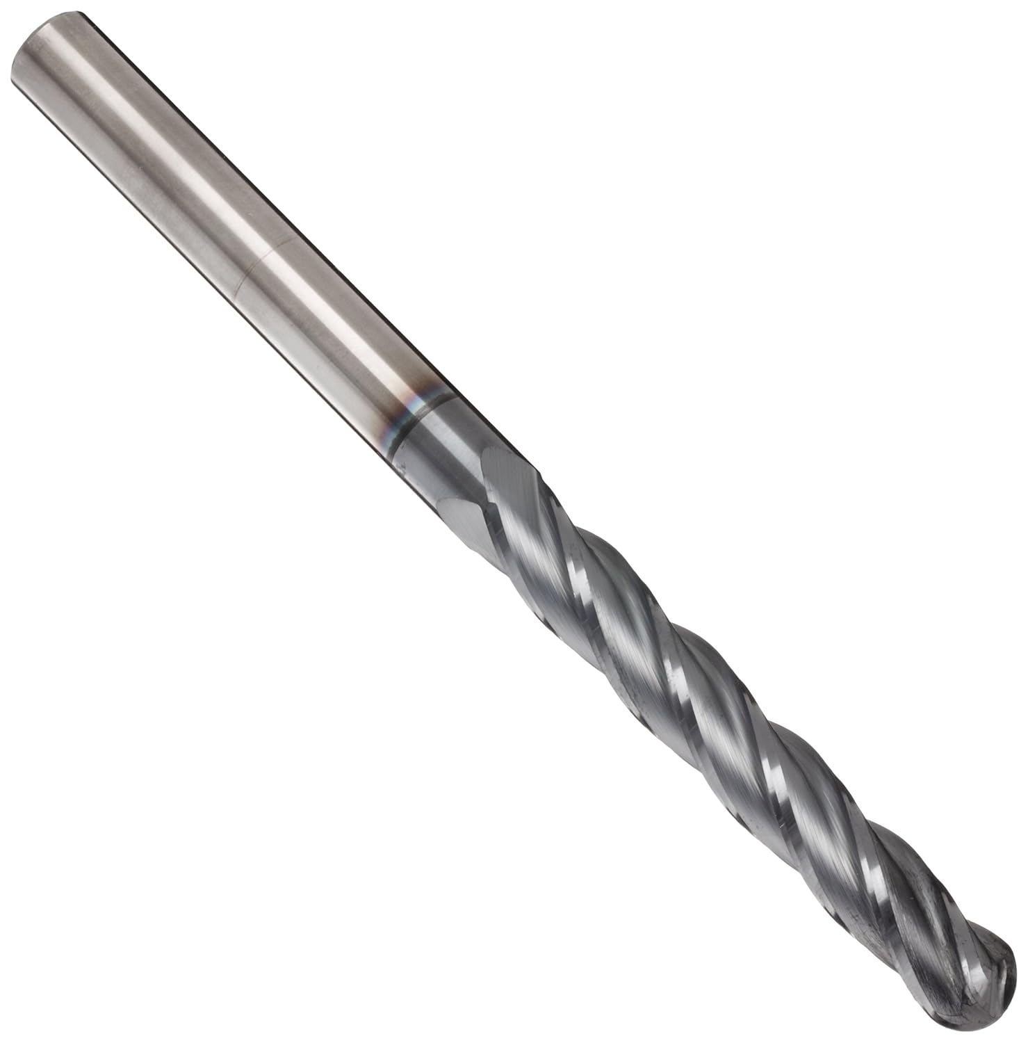 CCMG-EB Carbide Ball Nose End Mill, AlTiN Monolayer Finish, 30 Deg Helix, 4 Flutes, 3 Overall Length, 0.1250 Cutting Diameter, 0.125 Shank Diameter
