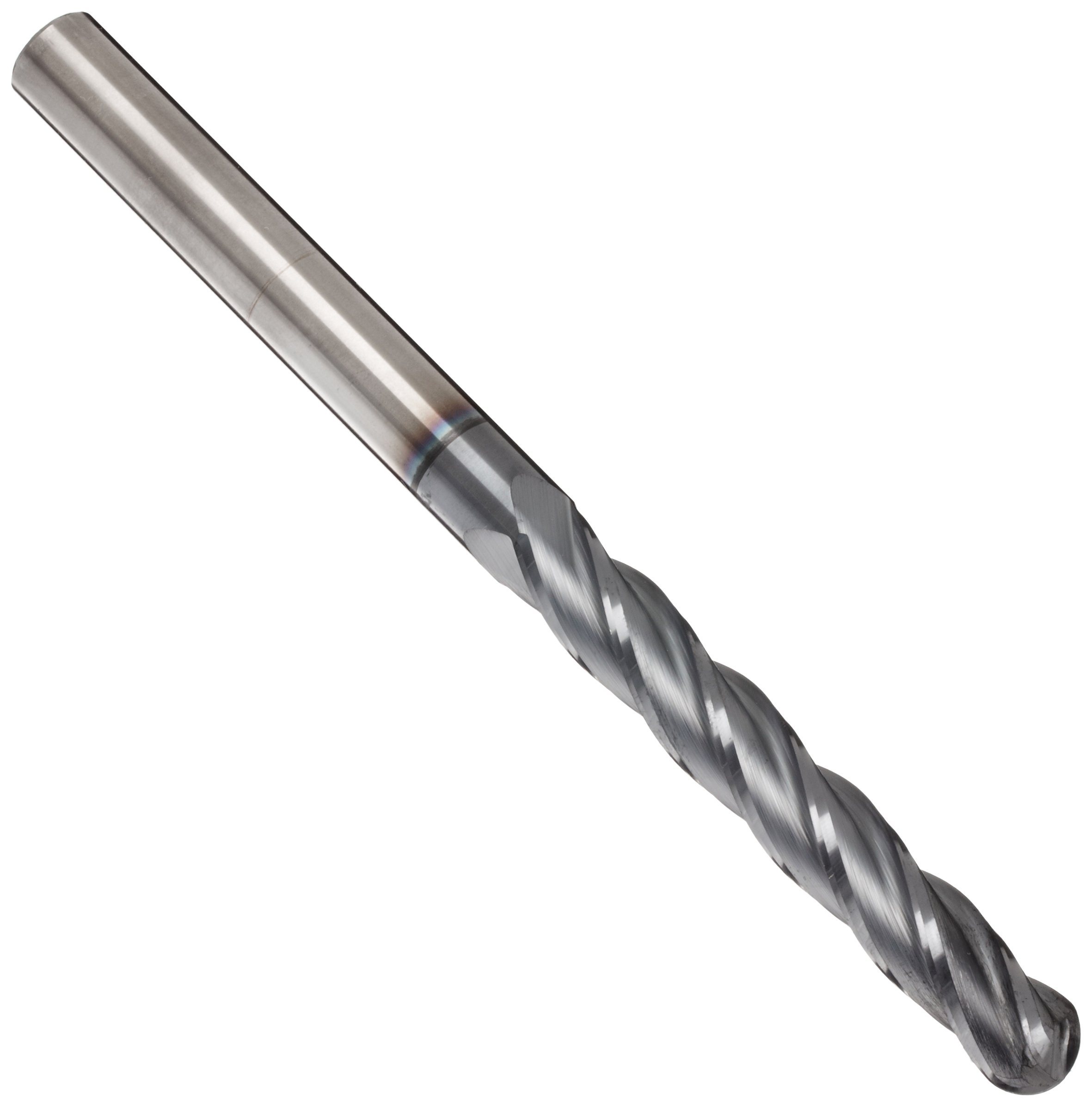 Melin Tool CCMG-EB Carbide Ball Nose End Mill, AlTiN Monolayer Finish, 30 Deg Helix, 4 Flutes, 4