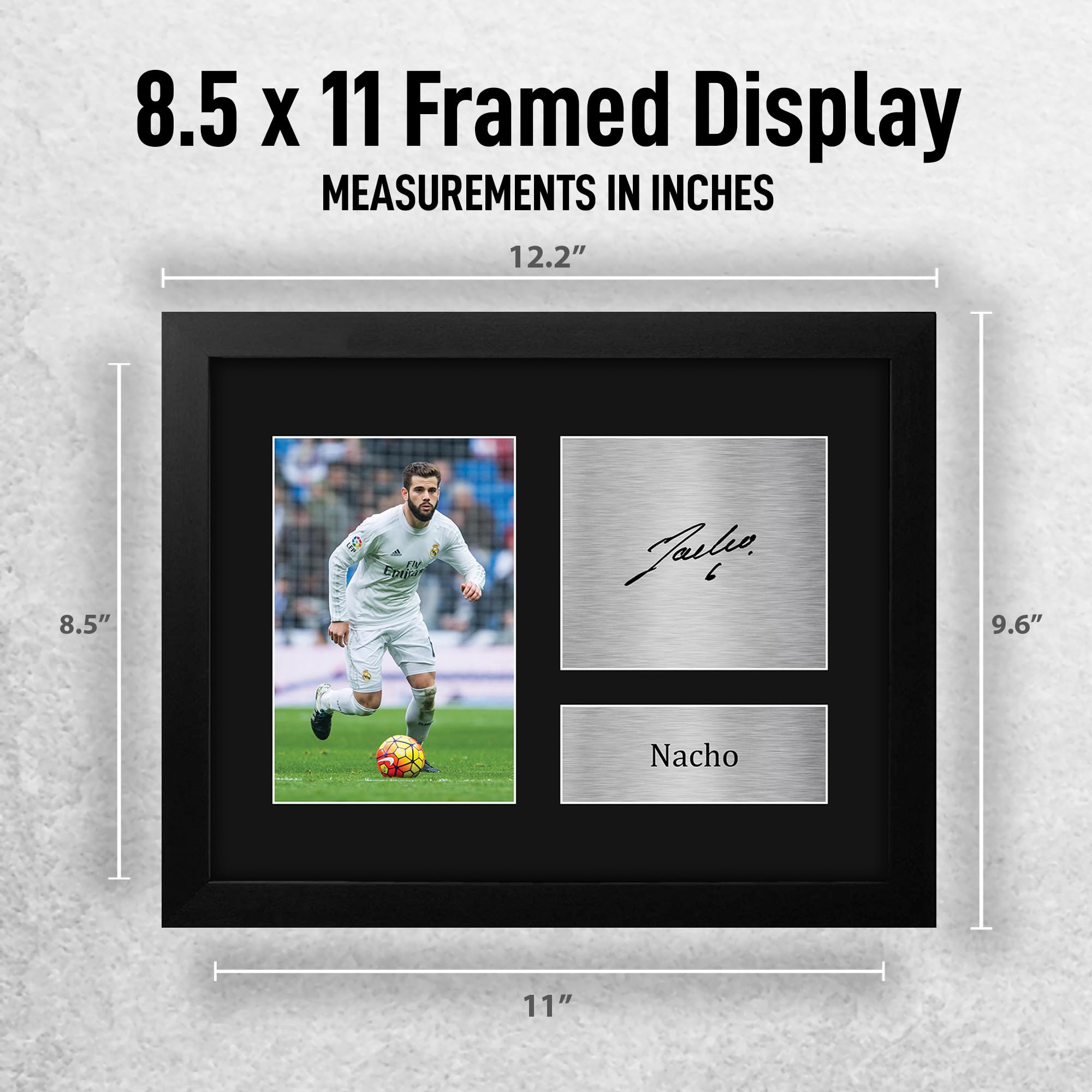 HWC Trading Nacho Real Madrid Framed Gifts Printed Signed Autograph Picture for Soccer Fans and Supporters - US Letter Size