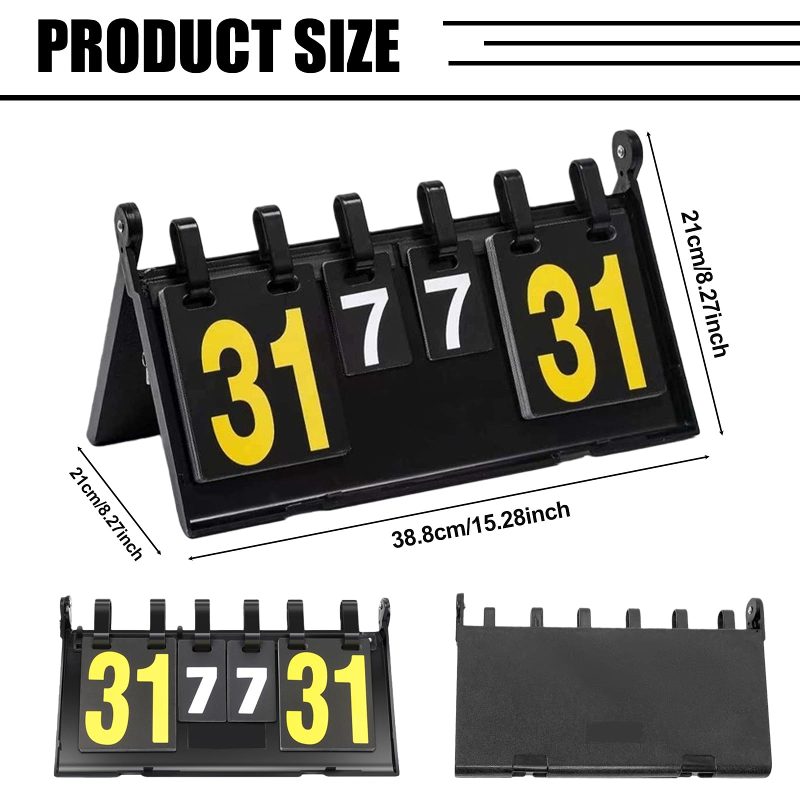 Tabellone segnapunti portatile a 4 cifre Flip Sport tabellone segnapunti sportivo ABS giallo-bianco, tabellone segnapunti portatile, contapunti per calcio, basket, badminton ping-pong