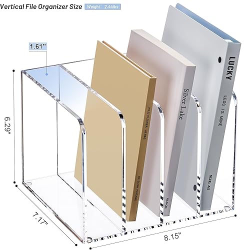 Miniatura 2 de YUXUN Soporte de acrílico para revistas, organizador de escritorio transparente, clasificador de archivos para cuaderno, papel, sobre, revista,