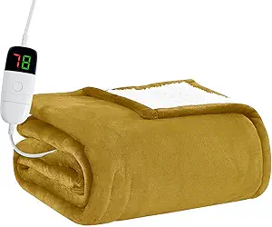 BOMOVA Heated Electric Throw Blanket - 50" x 60" Heating Blanket with 10 Heating Levels & 8 Hours Auto Off, Warm Flannel Blanket with Over-Heat Protection, for Women, ETL & FCC Certified