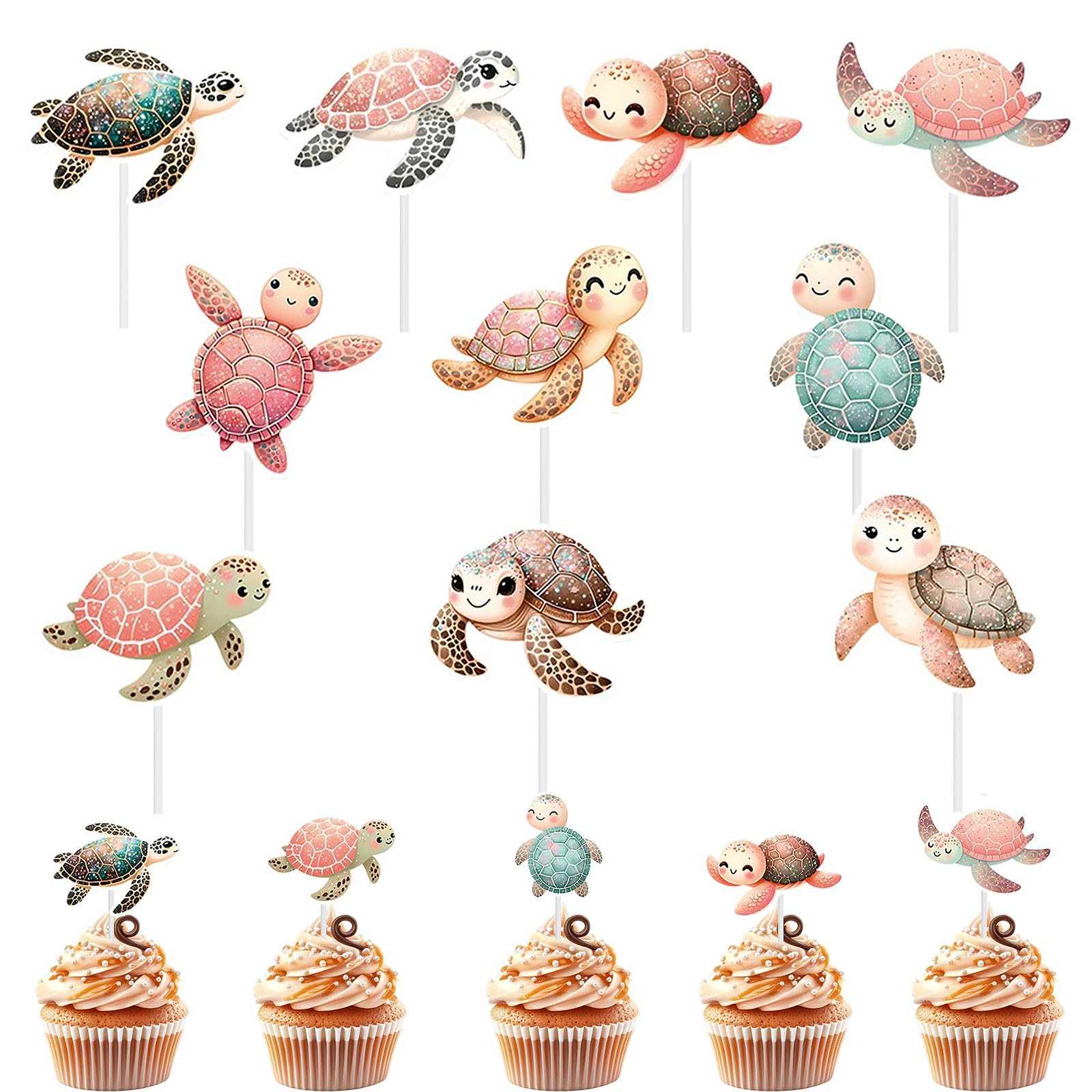 36 Cupcake-Topper Meeresschildkröten – Süße Deko Für Unterwasser-Partys