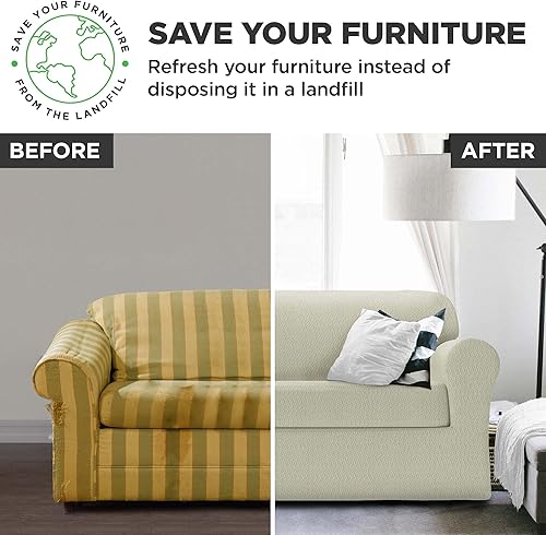 Vista 45 de Zenna Home Simply Fit - Funda elástica para sofá (1 pieza), color crudo