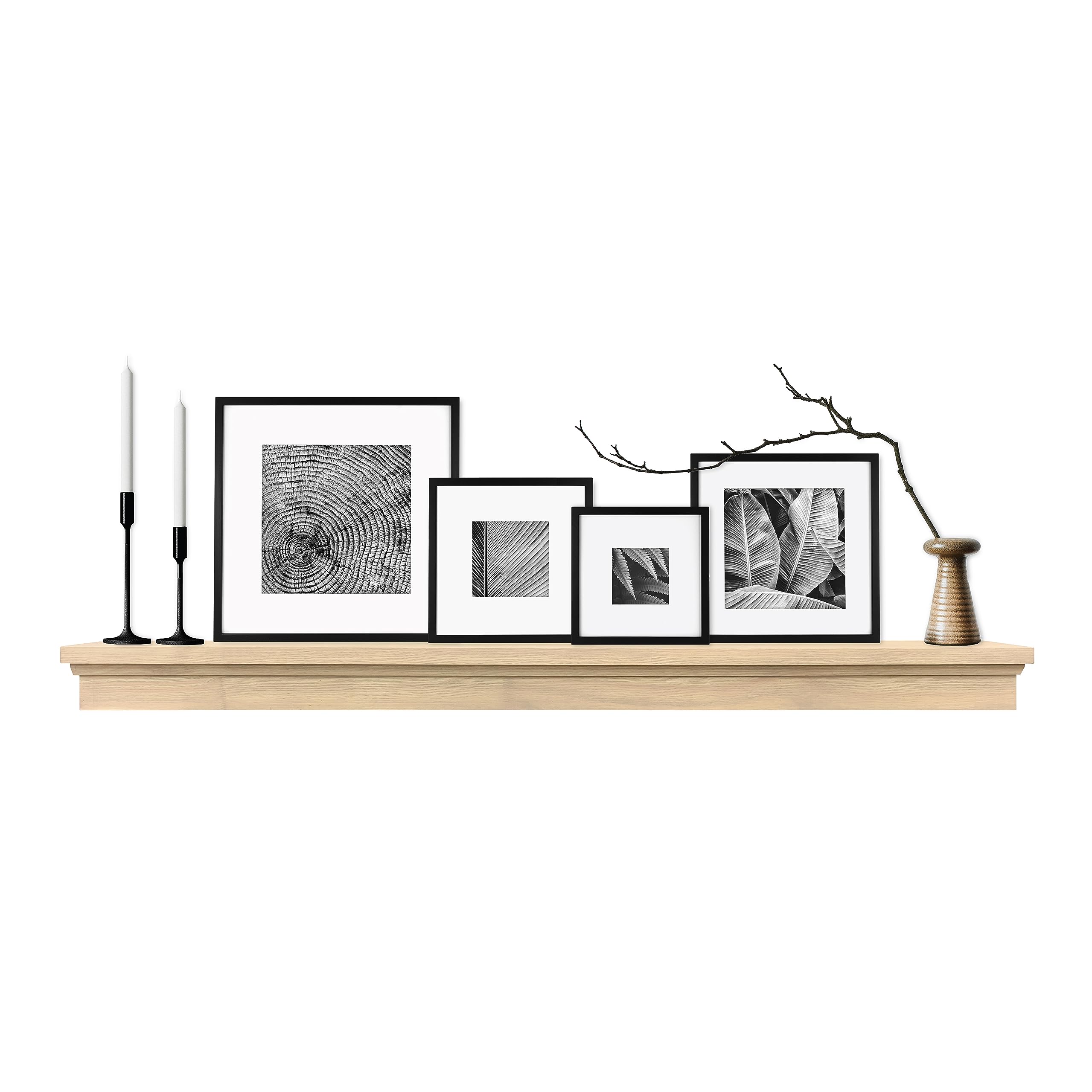 master & co. classic floating fireplace mantel, long floating shelves for wall décor, 72 inches, natural woodgrain