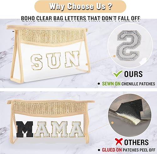 Miniatura 5 de izuzta Bolsa de maquillaje transparente boho para mujeres y niñas, SPF y sol