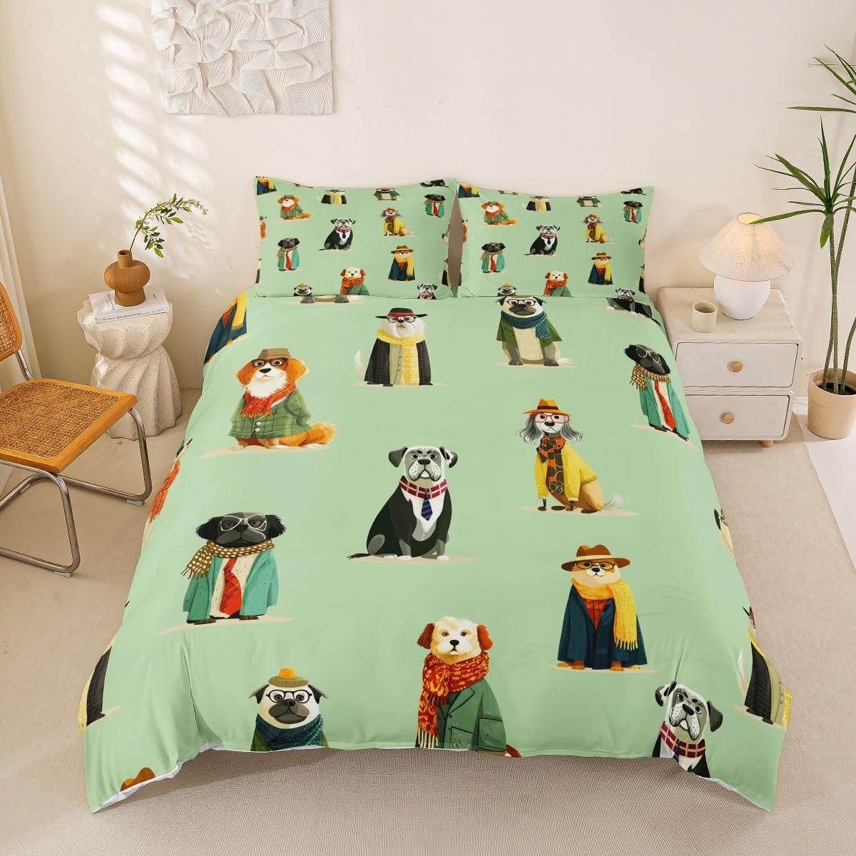 Housse de couette motif chien idée cadeau originale pour lit double enfant