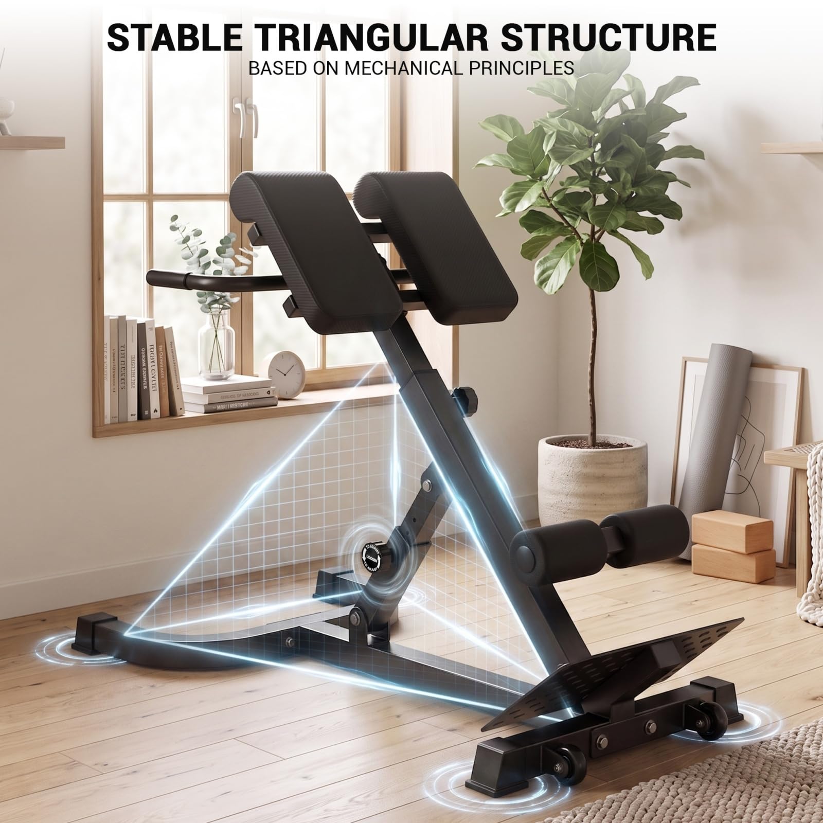 Banco de hiperextensión ajustable y plegable, silla romana de culturismo con 5 posiciones de inclinación, 8 ajustes en altura, banco lumbar para espalda, abdominales, glúteos, fitness en