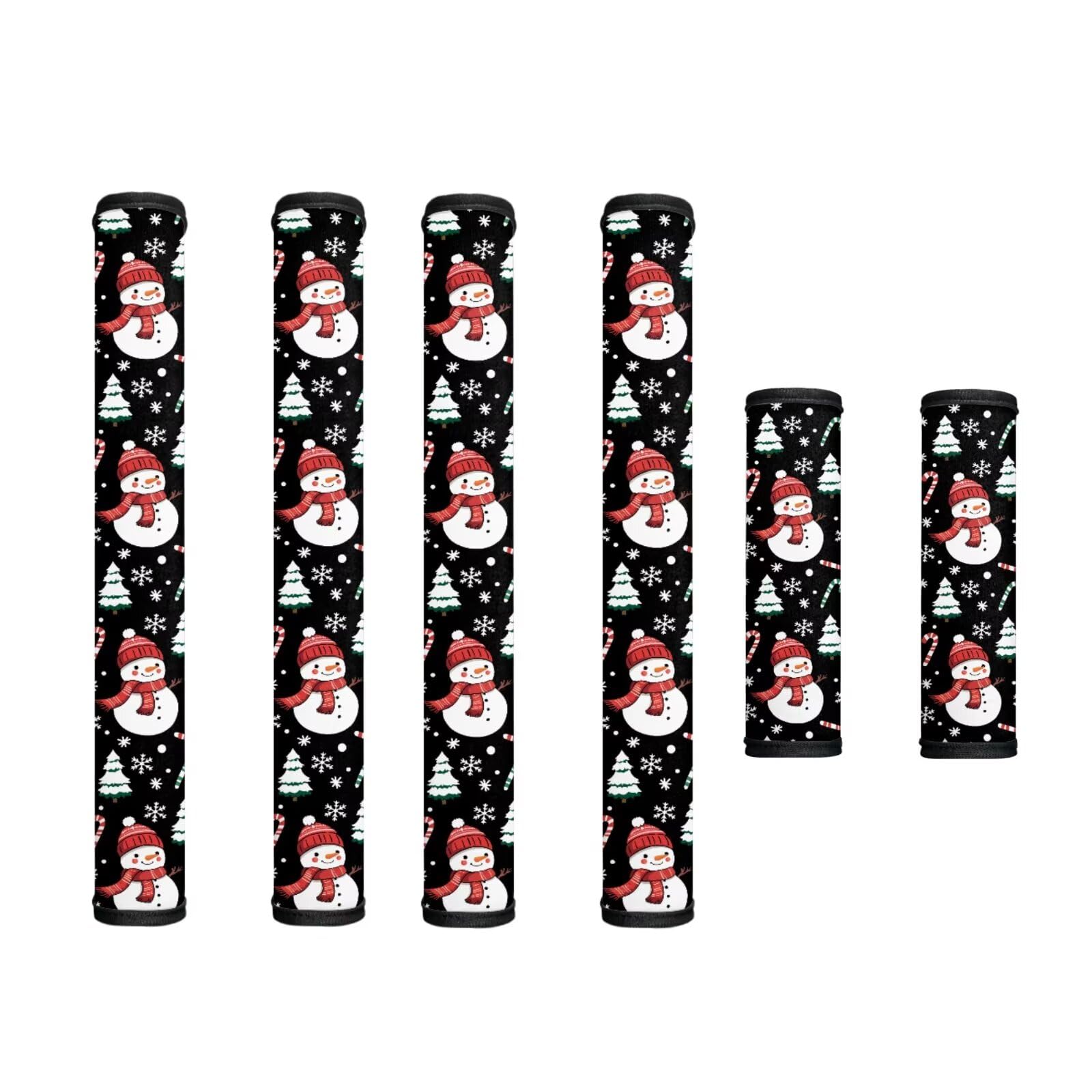 6 Pcs Refrigerator Microwave Door Handle Covers Christmas Decorations Electrical Appliances Handle Protector for Christmas Home Indoor Decor, Snowman Candy Cane Fir Tree Black Christmas