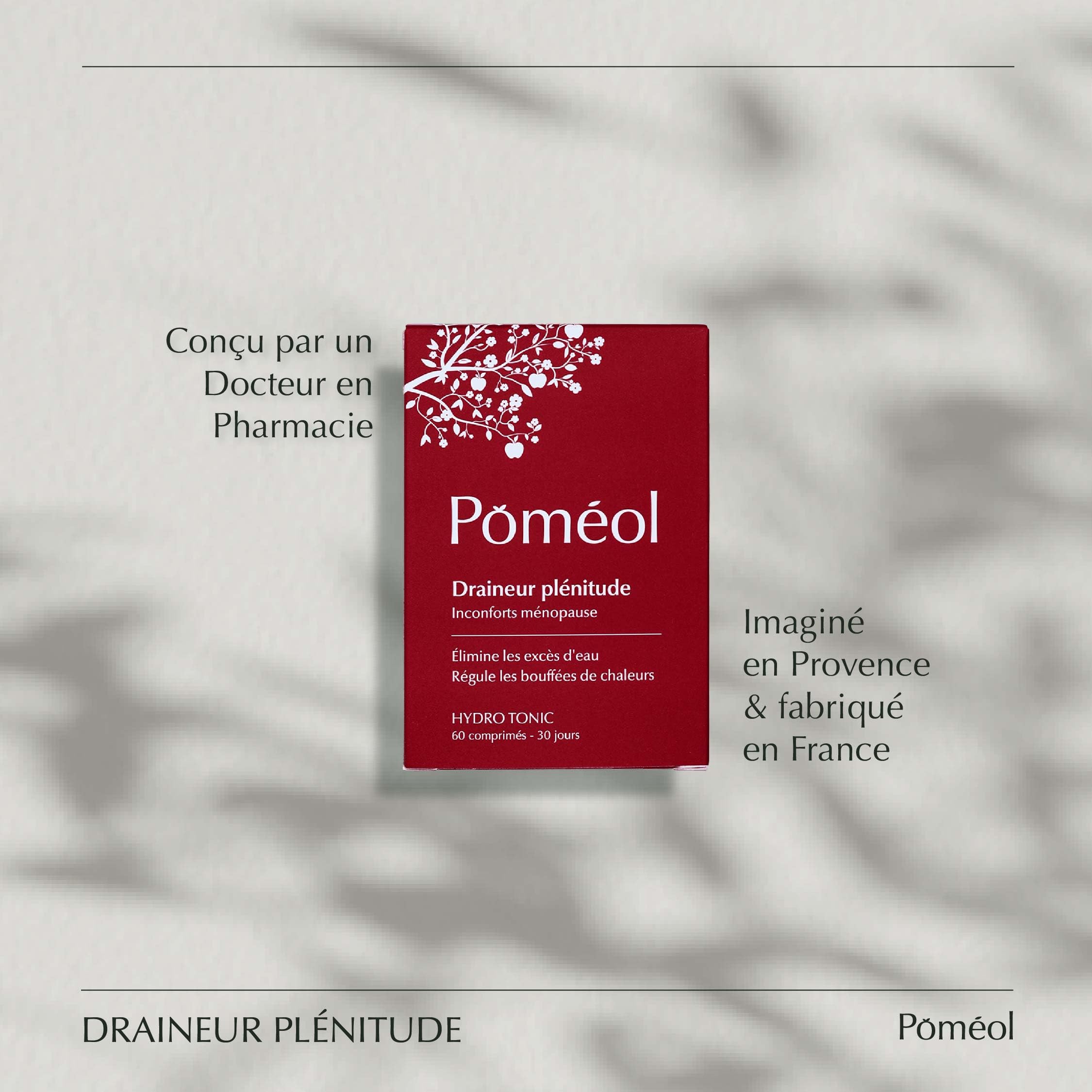 Complément Alimentaire Drainant Ménopause |Réduit les Bouffées de Chaleur & Rétention d'Eau & Perte de poids ǀ Yam, Houblon, Zinc, Reine-des-prés, Vitamines E, D3 | 120 comprimés, 60 jours ǀ POMÉOL