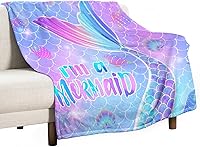 Vista 23 de Manta de cola de pez de sirena rosa con estampado de fondo de sirena para niña, 30 x 40 pulgadas