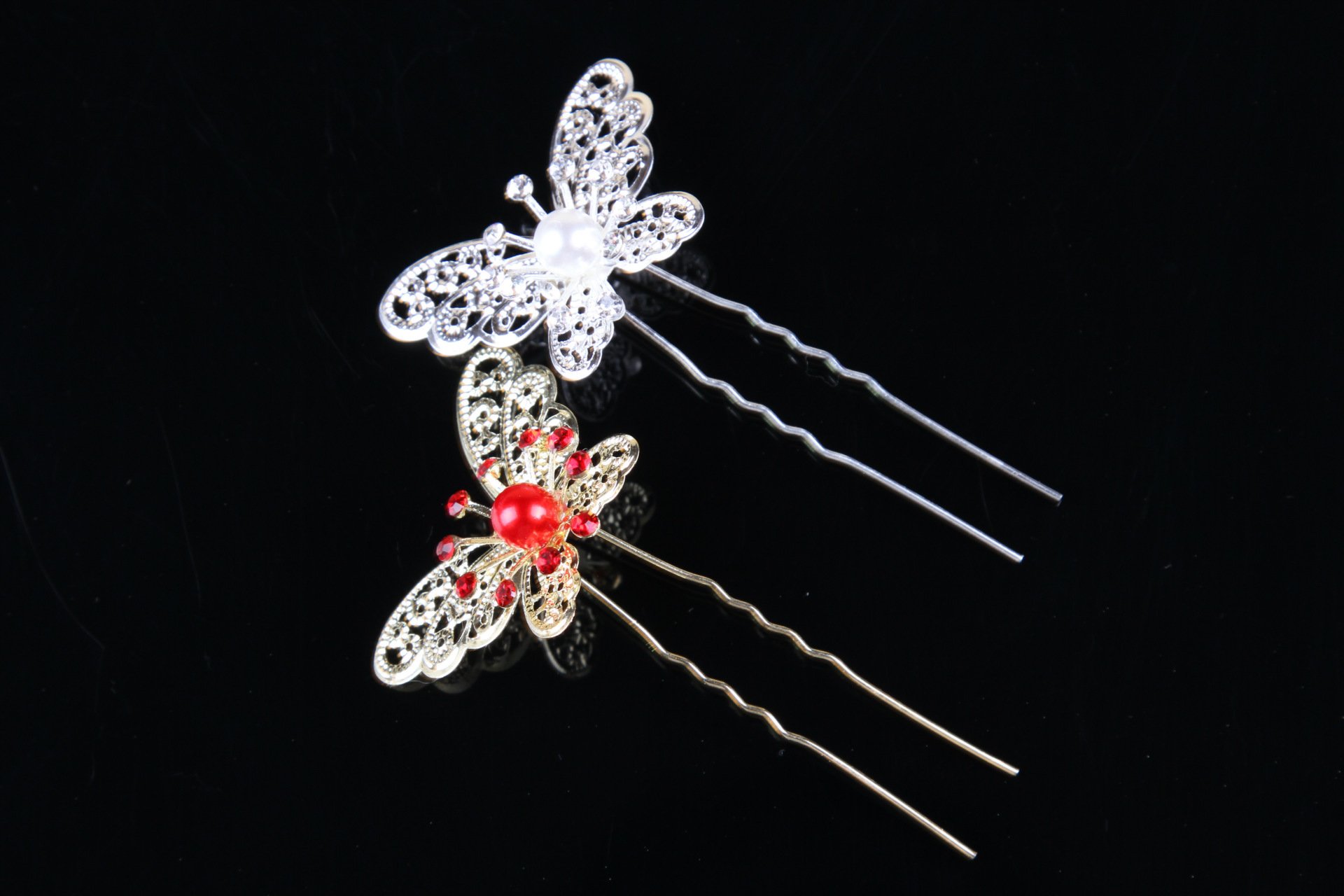 Lot d'épingles à cheveux florales perles naturelles et fleurs blanches