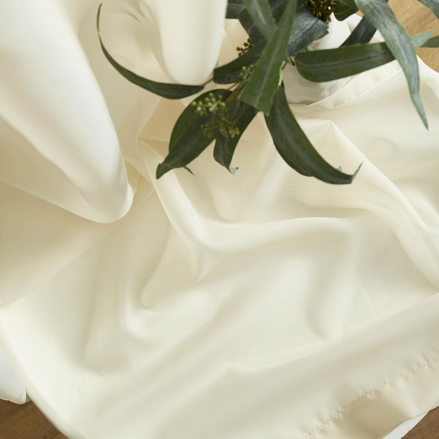 HLC.ME Beige Sheer Curtain Panels: Sheer Voile Light Filtering Window Treatment Coverings Rod Pocket Curtain Panels for Bedroom, and Living Room (Set of 4 Panels, 54 x 72 inches Long Per Panel)