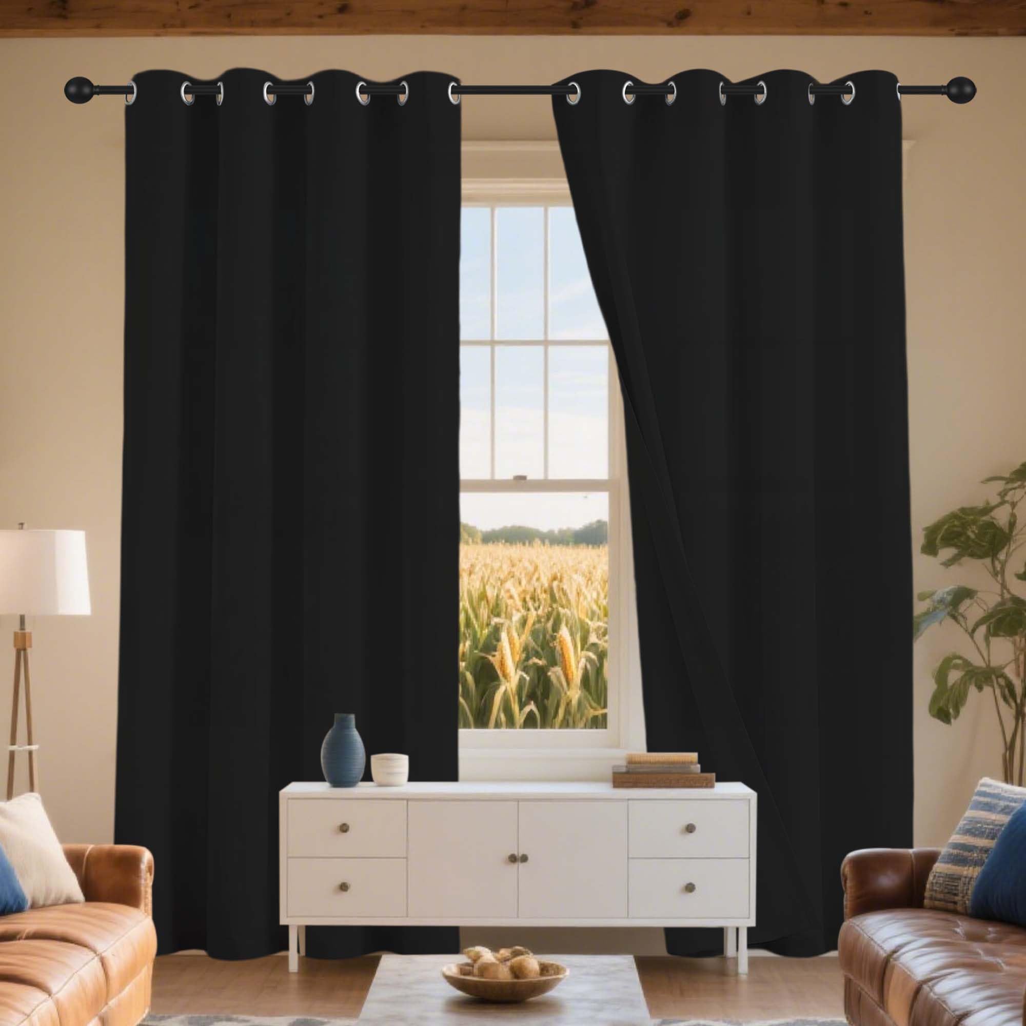 Rideau occultant thermique 200 x 140 cm noir isolant phonique moderne oeillets pour chambre salon