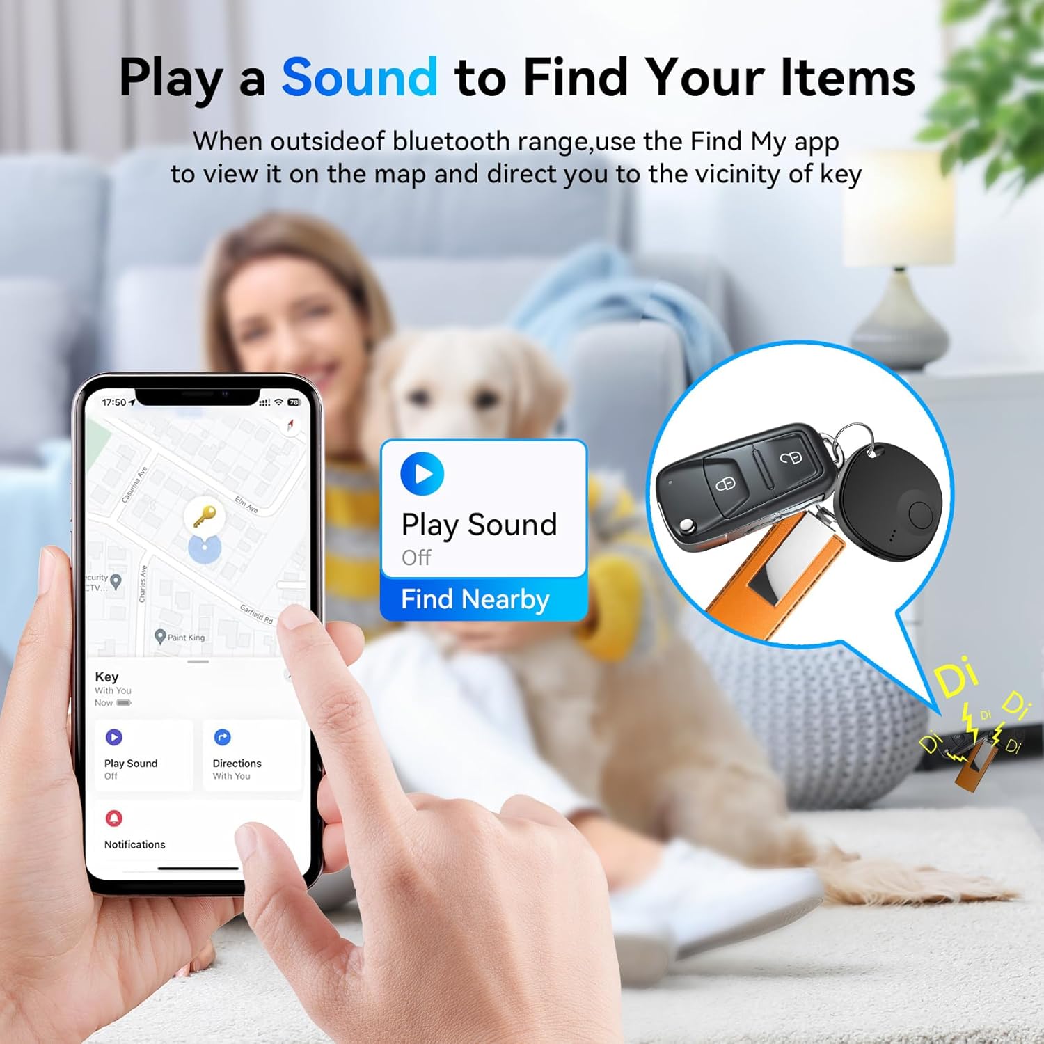 Air Tracker Tags-4 Pack, Bluetooth Tracker Works with Apple Find My APP (iOS Only), Keys Finder and Item Locator for Keys, Luggage, Wallet, Smart Tracker Tags with Key Ring, Replaceable Battery - Image 2