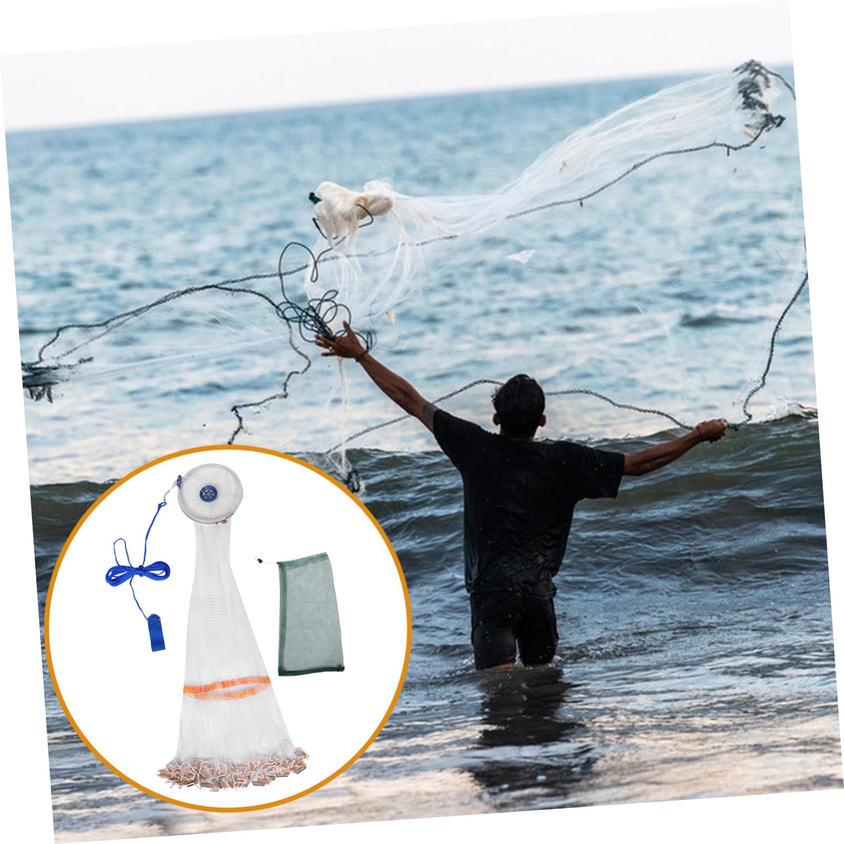 Mikikit Rete Da Pesca Con Disco Da Lancio Rete Da Lancio Per Pesci Esca e Gamberetti d Acqua Interna Costruita Alluminio Con Pesi in Acciaio Mano Maglia Fine Per Catturare Esche