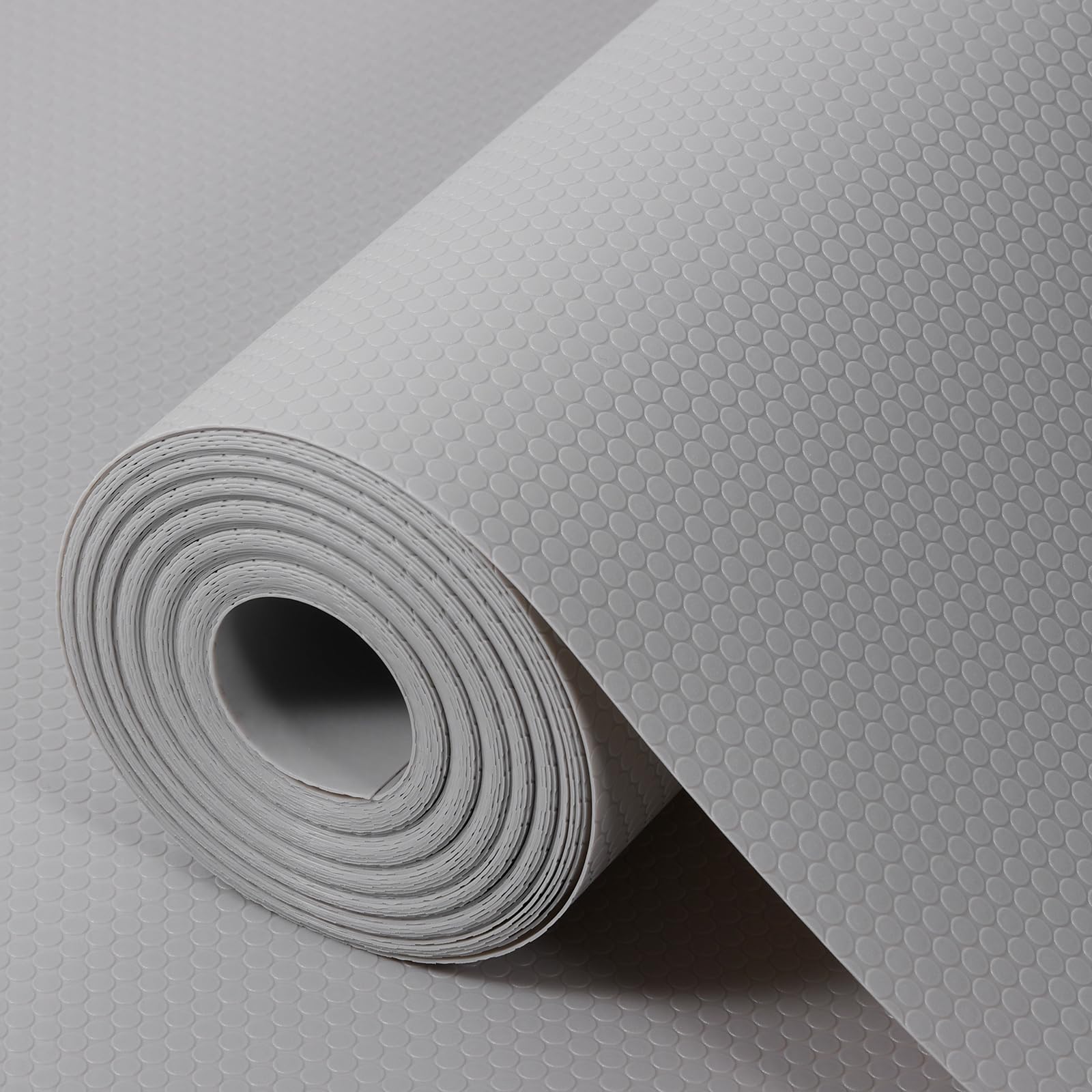 Revestimientos de estante gris claro para gabinetes de cocina, forro de cajón no adhesivo para baño, impermeables, para refrigerador, tapetes de plástico, forro de armario, 23.6 x 236.2 pulgadas