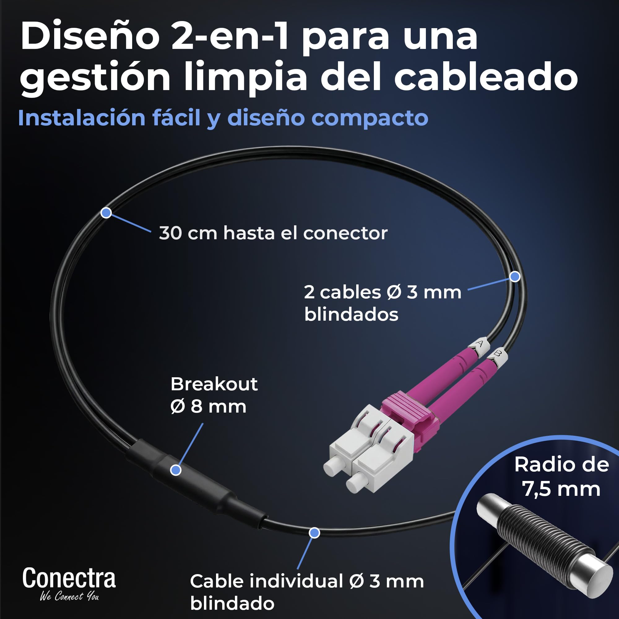 200m Cable de Fibra Óptica Blindado OM4 Duplex Breakout LC/UPC, Latiguillo Óptico Multimodo 50/125, LSZH Interior/Exterior, Prolongador de Fibra Reforzado Patch Industria ⌀3mm Negro
