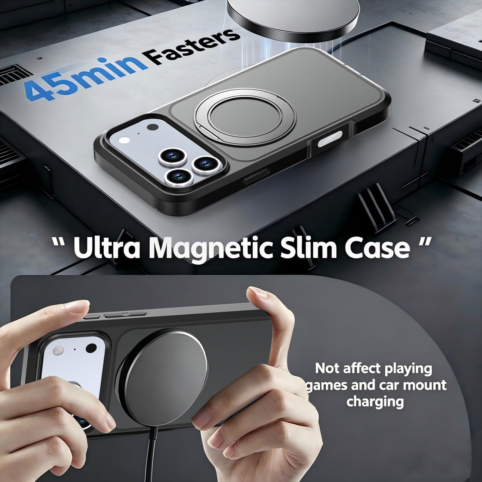 Magnética Funda para iPhone 18 Pro Max/18 Pro, Delgado Esmerilada