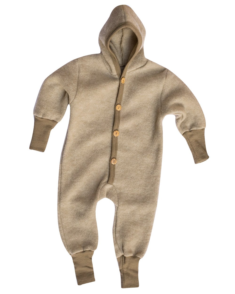 Cosilana Baby Kinder Fleece Overall mit Bündchen am Armen und Füßen, 60% Wolle (kbT), 40% Baumwolle (KBA)