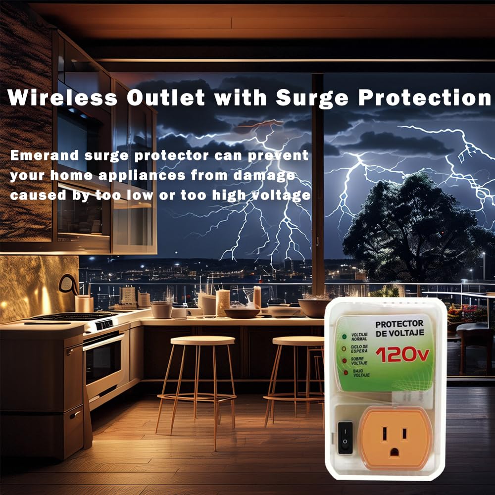 Emerand Electronic Voltage Protector for Refrigerator(Surge Protector) Household Appliance Voltage Protection OverVoltage and UnderVoltage Protection Socket 120V 2400W