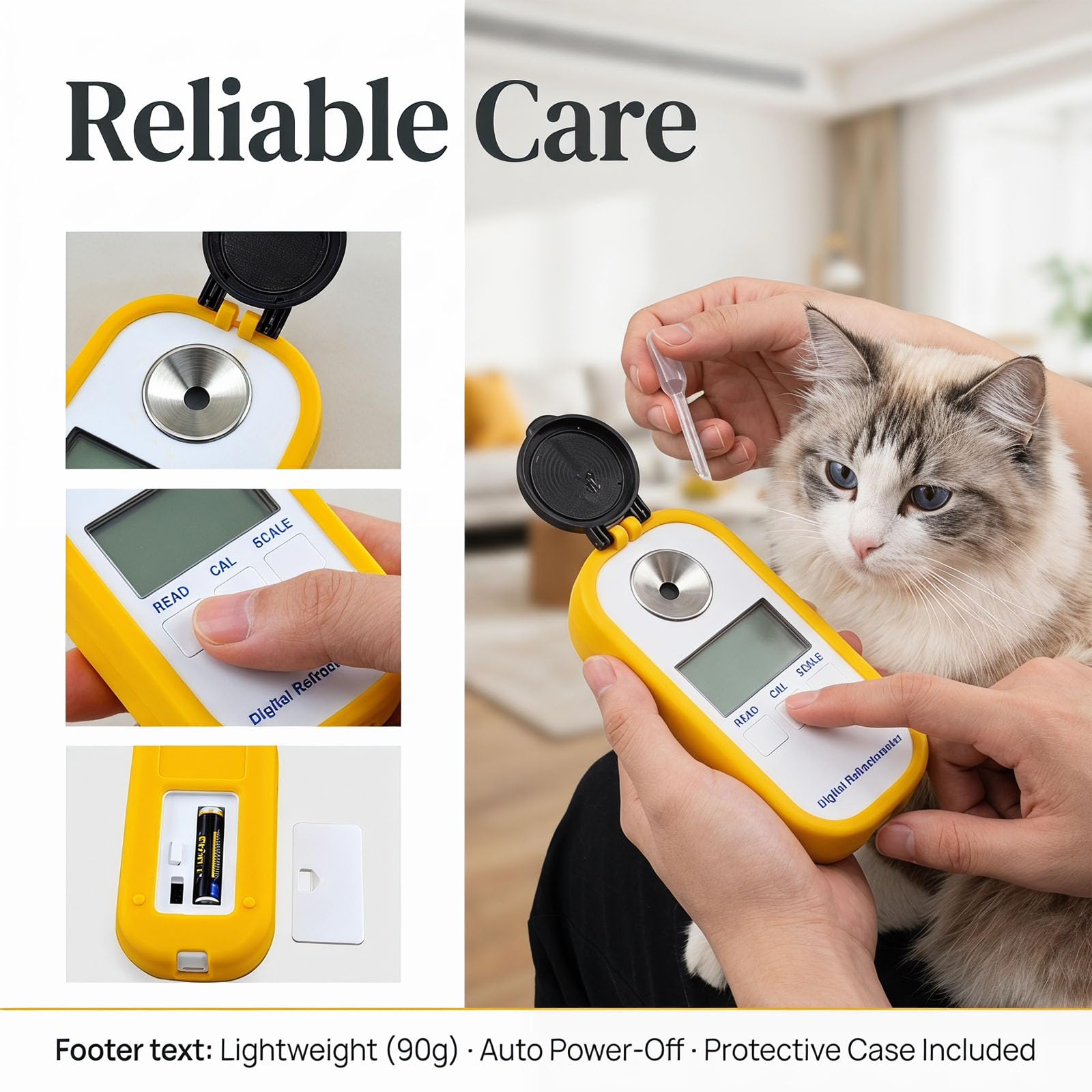 Refractómetro digital, hidrómetro de orina animal, medición de proteínas de suero de gravedad específica para orina, para perros y gatos veterinarios