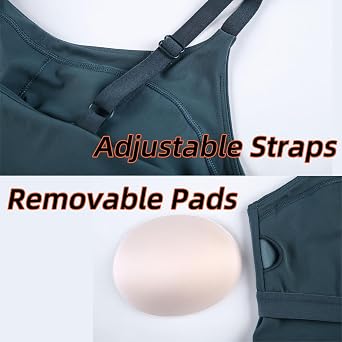 Women Padded Sports Bra with Adjustable Straps, Soft Longline Yoga Bras Workout Fitness Crop Tank Tops