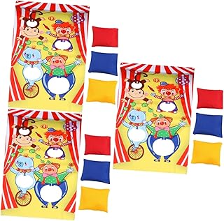 INOOMP 3pcs Halloween Clown Sandbag Game Flags Throwing Hanging Flags Funny Sandbag Game Flags Outdoor Throwing Game Circus Accessories with 3pcs Random Color Sandbag