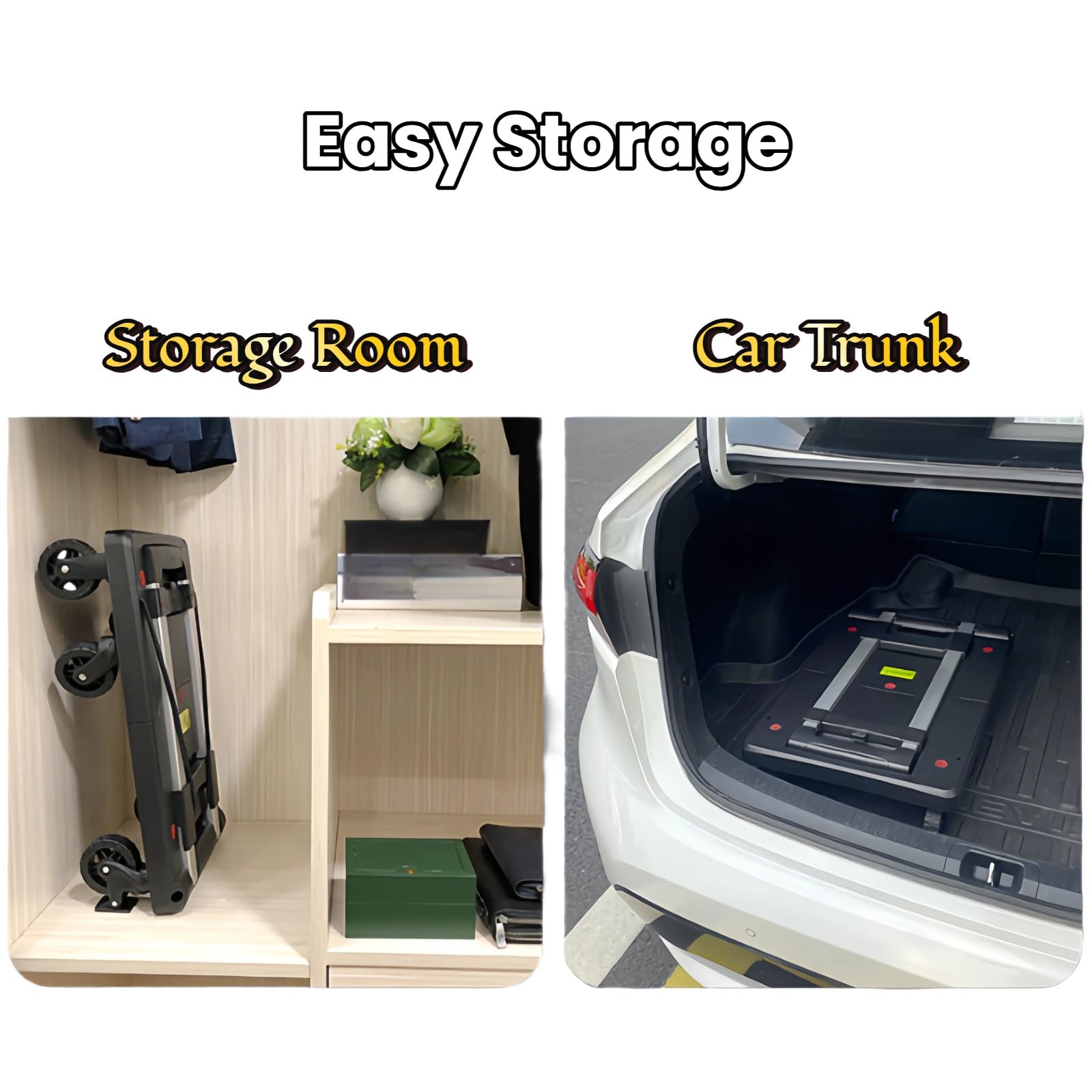 Mueva Cargas Pesadas con Facilidad: Carro Plegable de Plataforma Plana, Carro rodante con Ruedas giratorias y asa retráctil for Uso doméstico y de Oficina