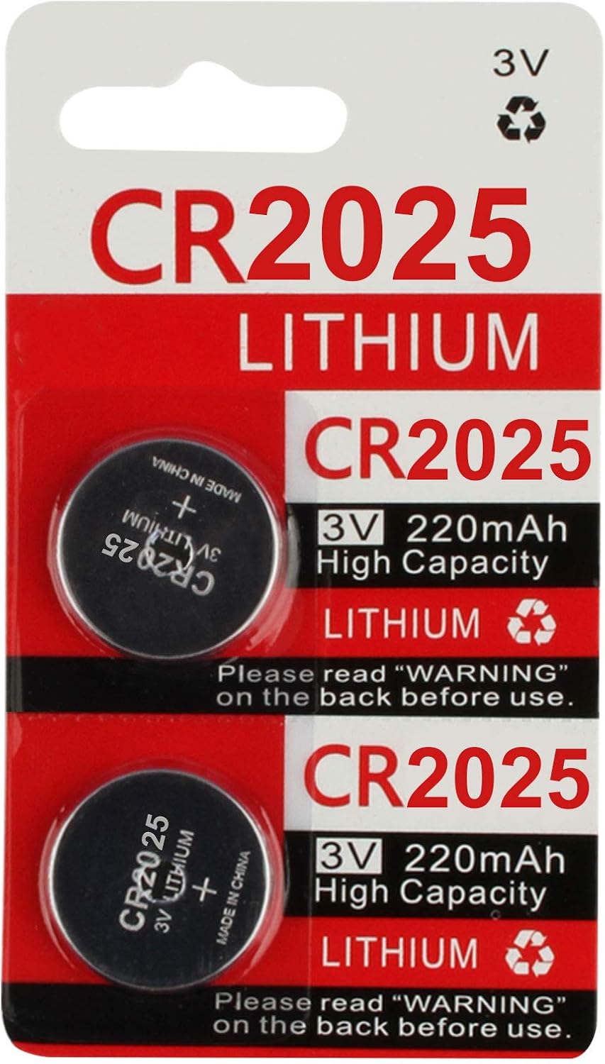 KeylessOption 2025 Battery Long Lasting 3v Lithium for Keyless Entry Remote Smart Key Fob Alarm Head Flip Keys CR2025 (2 Count)