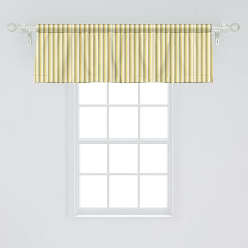 Ambesonne Cenefa de ventana amarilla, patrón clásico con rayas verticales en estilo retro en colores pastel, cenefa de cortina para decoración de