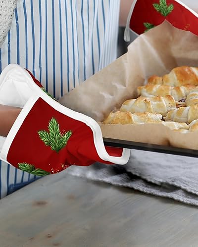 Miniatura 6 de Juego de 4 agarraderas de tela de rizo antideslizantes y aislantes de calor con bolsillo, guantes gruesos para horno, posavasos para hornear, bolas