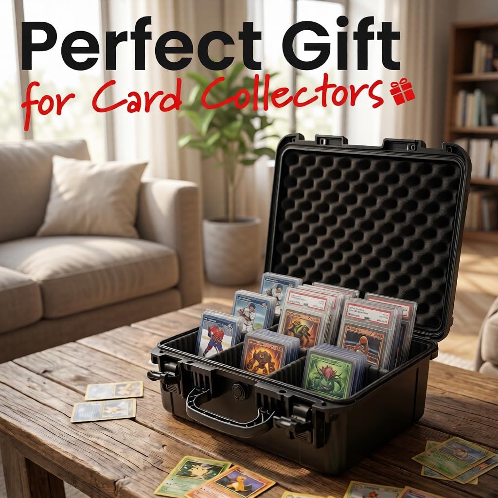 Graded Card Storage Box, IP67 Waterproof Hard Slab Case Holds 160+ PSA BGS SGC Graded Cards & 400+ Top Loaders, Baseball Sports Trading Card Carrying Case with Dividers for Collectors
