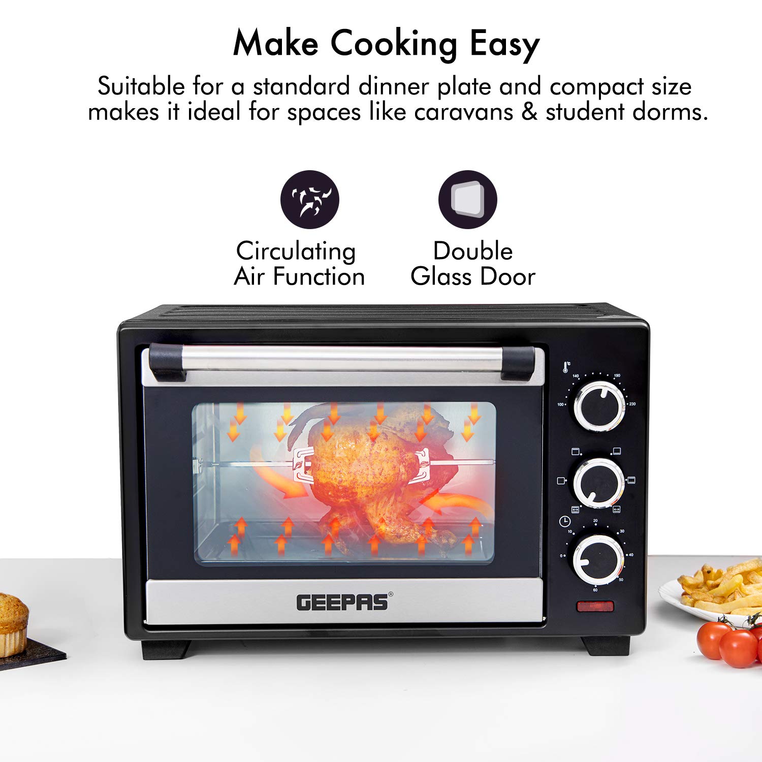 Buy Geepas 25L Mini Oven and Grill 1600W Electric Oven with