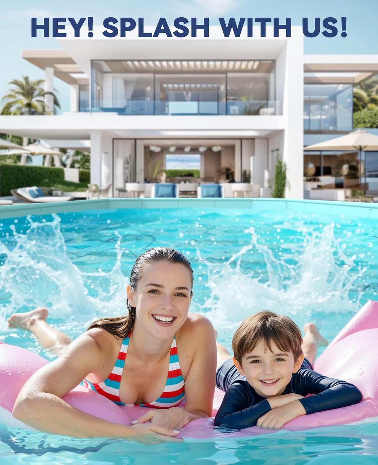 HeySplash Foldable Pool, Non-Inflatable Swimming Pool with Rigid Puncture-Proof Hard Composite Board, Kiddie Pool Outdoor Pool, Adults & Kids Pool for Backyard Garden Dog Pool 78"×53"×19", Blue Whale