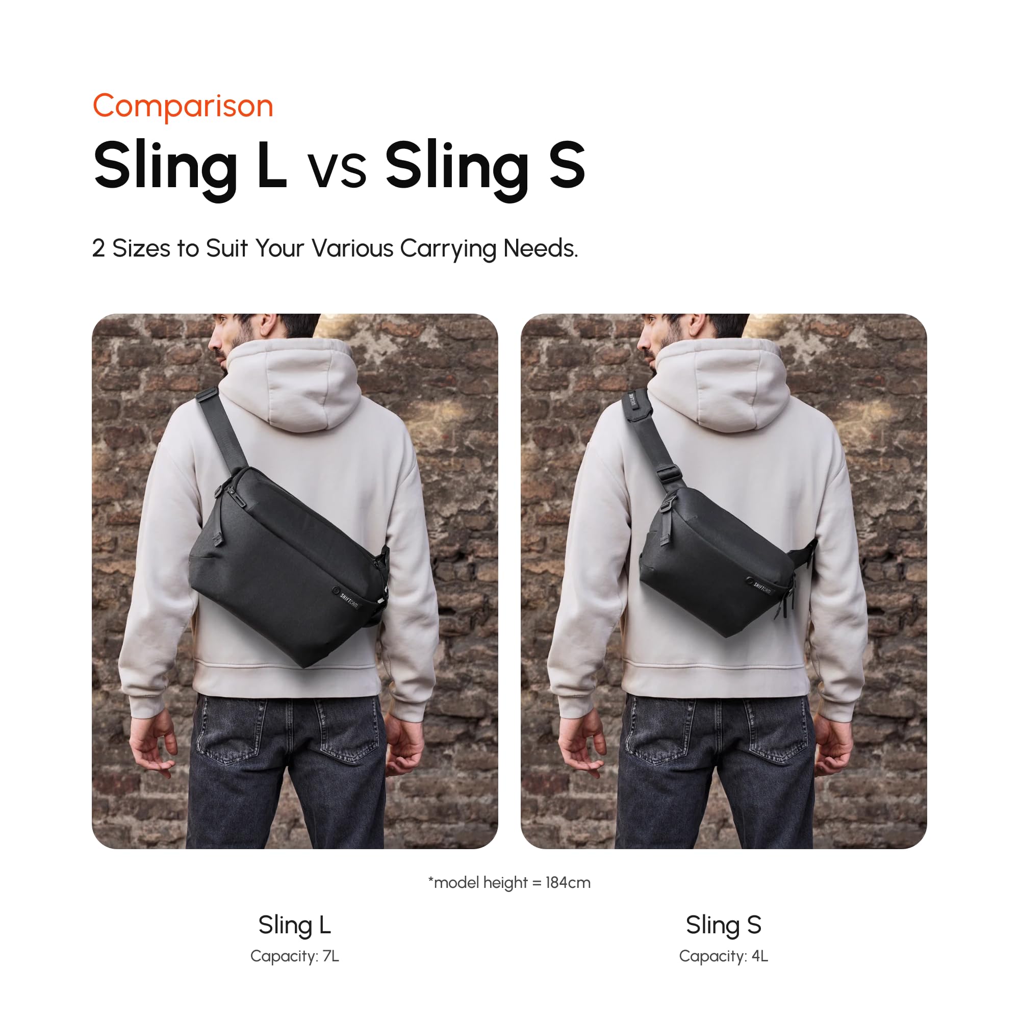 ShiftCam WorkFlow Sling Bag | Hochfunktionelle Tasche für die mobile Fotografie mit magnetischem Handyhalter, Objektivfach und Schnellzugriff | Optimiert den Workflow (Sling L, 7L)