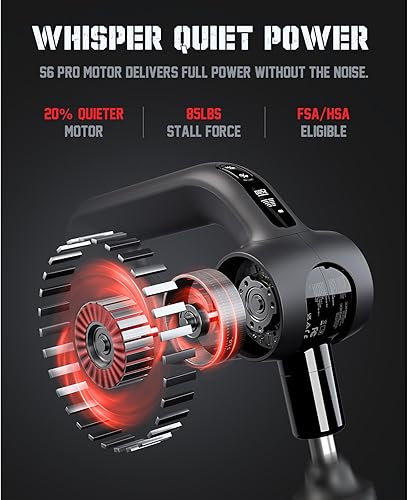 Miniatura 3 de S6 Pro Pistola de masaje de percusión de tejido profundo con amplitud de 0.630 in, pistola masajeadora muscular profesional para aliviar el dolor de