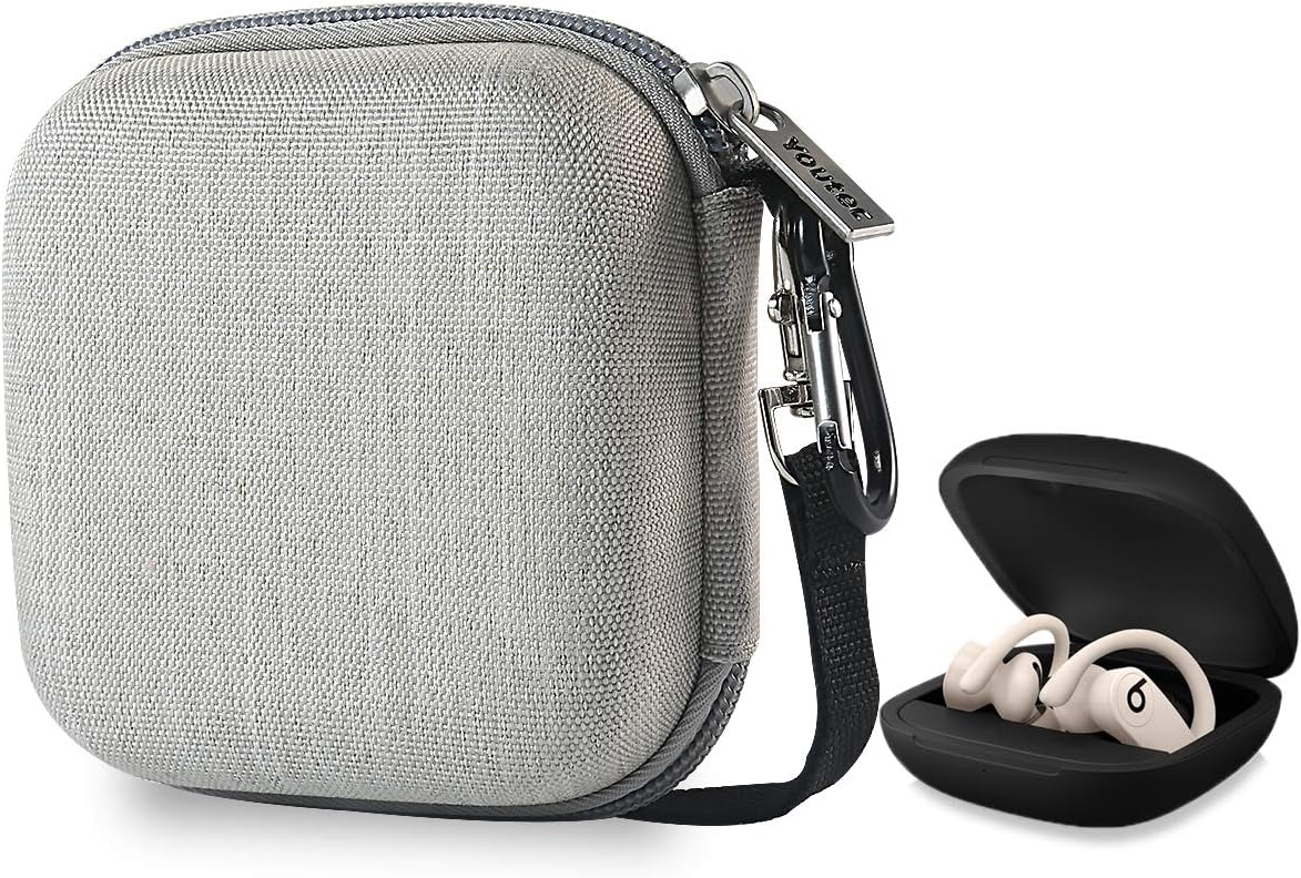 Compatible with Powerbeats pro Case Cover, Hard Travel Protective Carrying Storage Cover Case Nylon Accessories Bag Women Men with Lanyard + Carabiner Compatible with Power Beats Pro