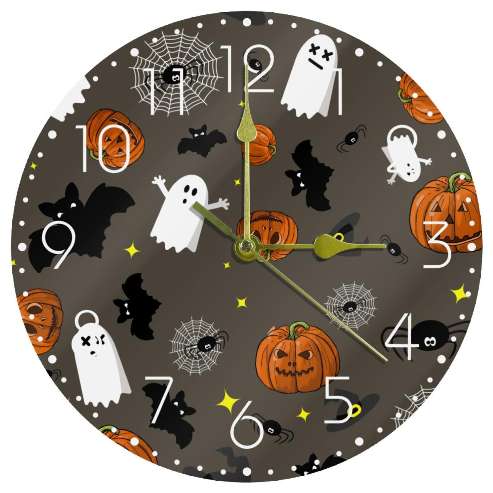 Horloge murale ronde silencieuse Happy Halloween pour eviter les distractions au bureau et a l'ecole