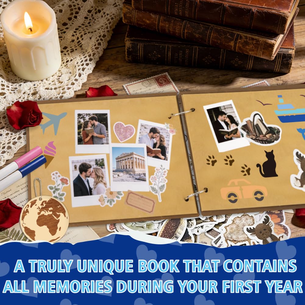 FINGERINSPIRE Kit para álbum de recuerdos de viaje con tapa de madera 230 x 170 mm Juego de álbumes de fotos para diario de viaje con 31 páginas cuaderno DIY para guardar los recuerdos de viaje