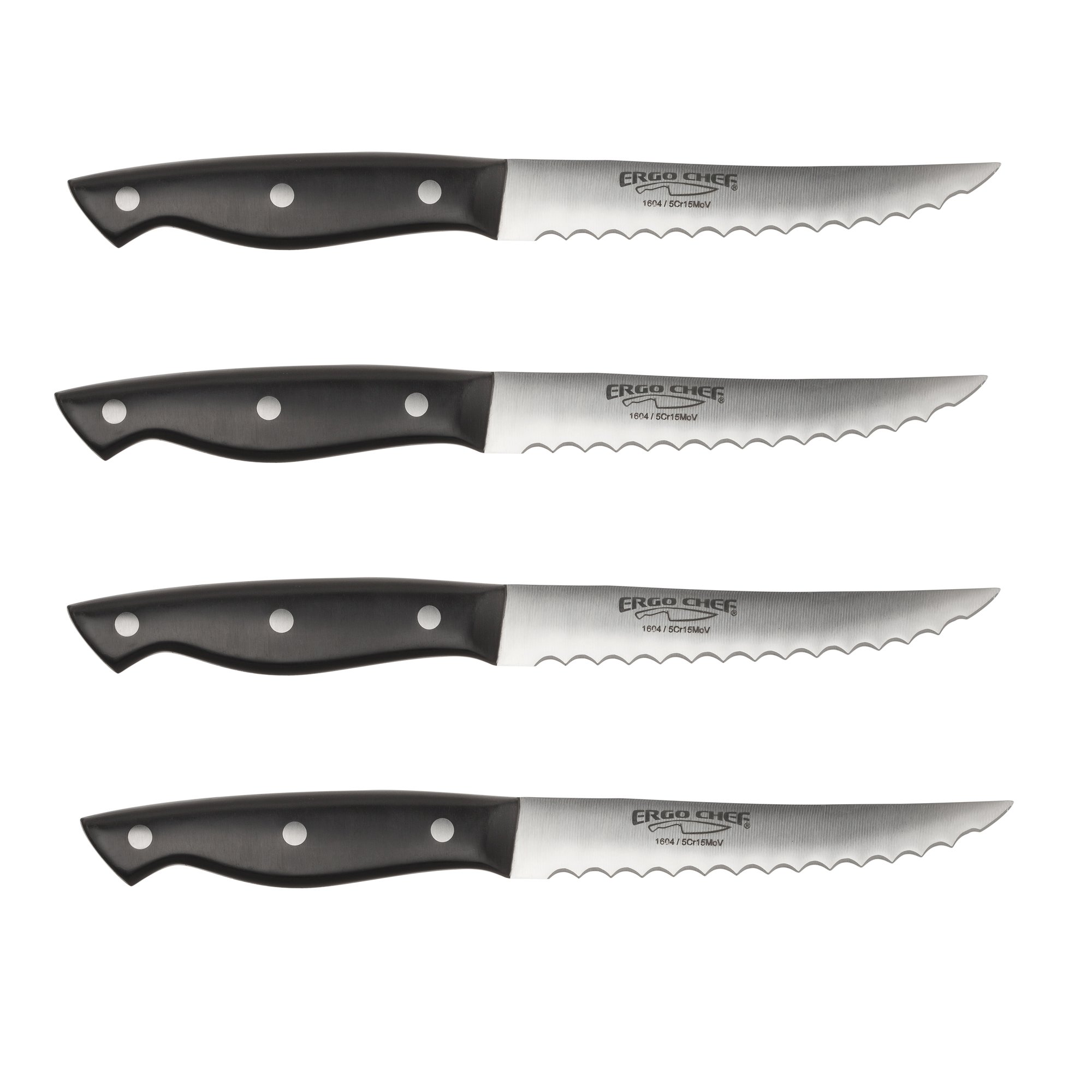 Pro-Series II 4-Piece Steak Knife Set – High Carbon Stainless Steel, Serrated Blade, Triple Rivet Full Tang Design