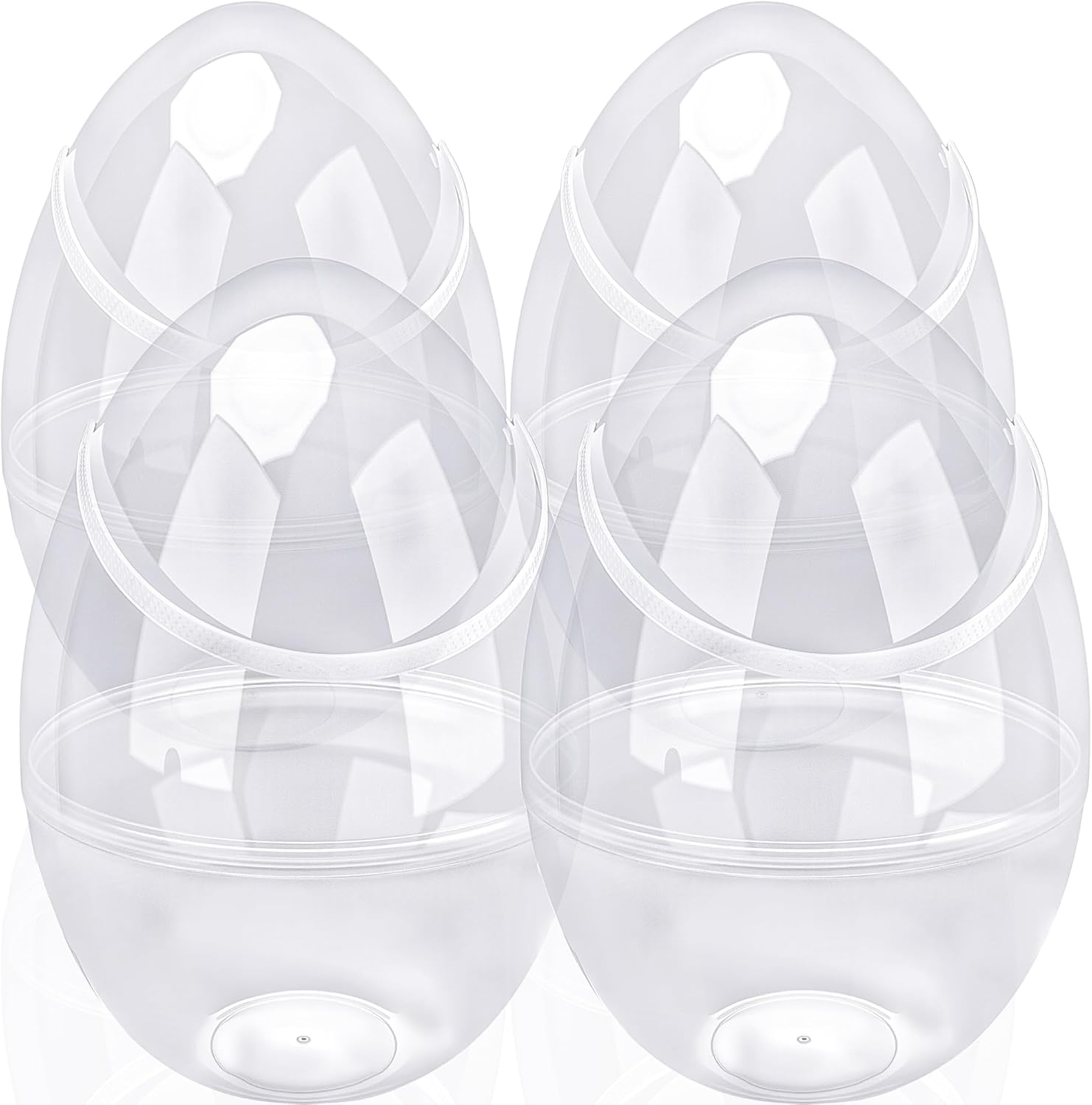 12 Inch/ 10 inch/ 8 inch Giant Clear Plastic Easter Eggs Fillable 3/4/ 8/9/ 12 Pcs Jumbo Transparent Plastic Easter Egg Empty Surprise Eggs for Easter Stuffers (4 Pcs - Clear with Handle (12 Inch))