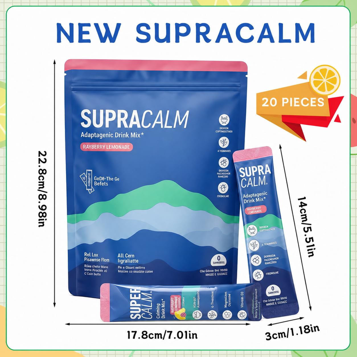Totalmente Nuevo Super Cortisol, 20 unidades de Super Cortisol Drink, Polvo de cortisol Supercalm natural, aumentar la concentración, permanecer relajado y reducir el estrés de forma natura