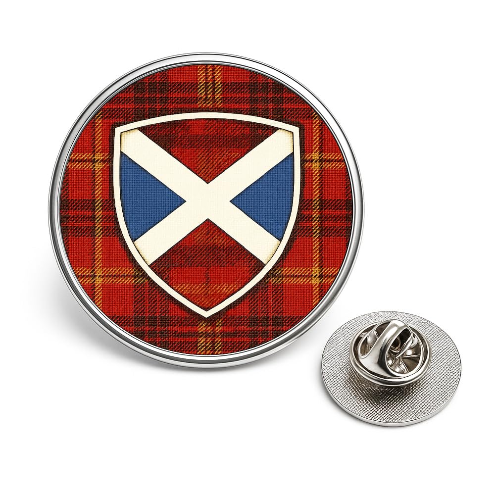 Scottish Pin Badge Scotland Flag Highland Cow Funny Scottish Sayings Pins Metal Lapel Badges for Scots Scottish Gift Souvenir Clan Tartan Designs Keep the Heid Stay calm Lion (Clan Tartan)