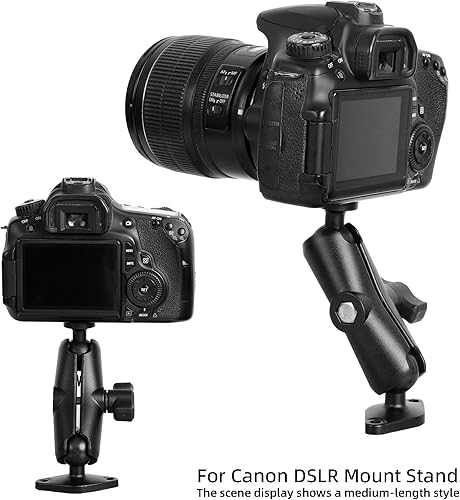 Miniatura 7 de Montaje de rosca resistente de 14 "-20 brazo largo de aluminio de 5.91 pulgadas con cabeza de bola doble y bola de 1" - Base rómbica - Se adapta a