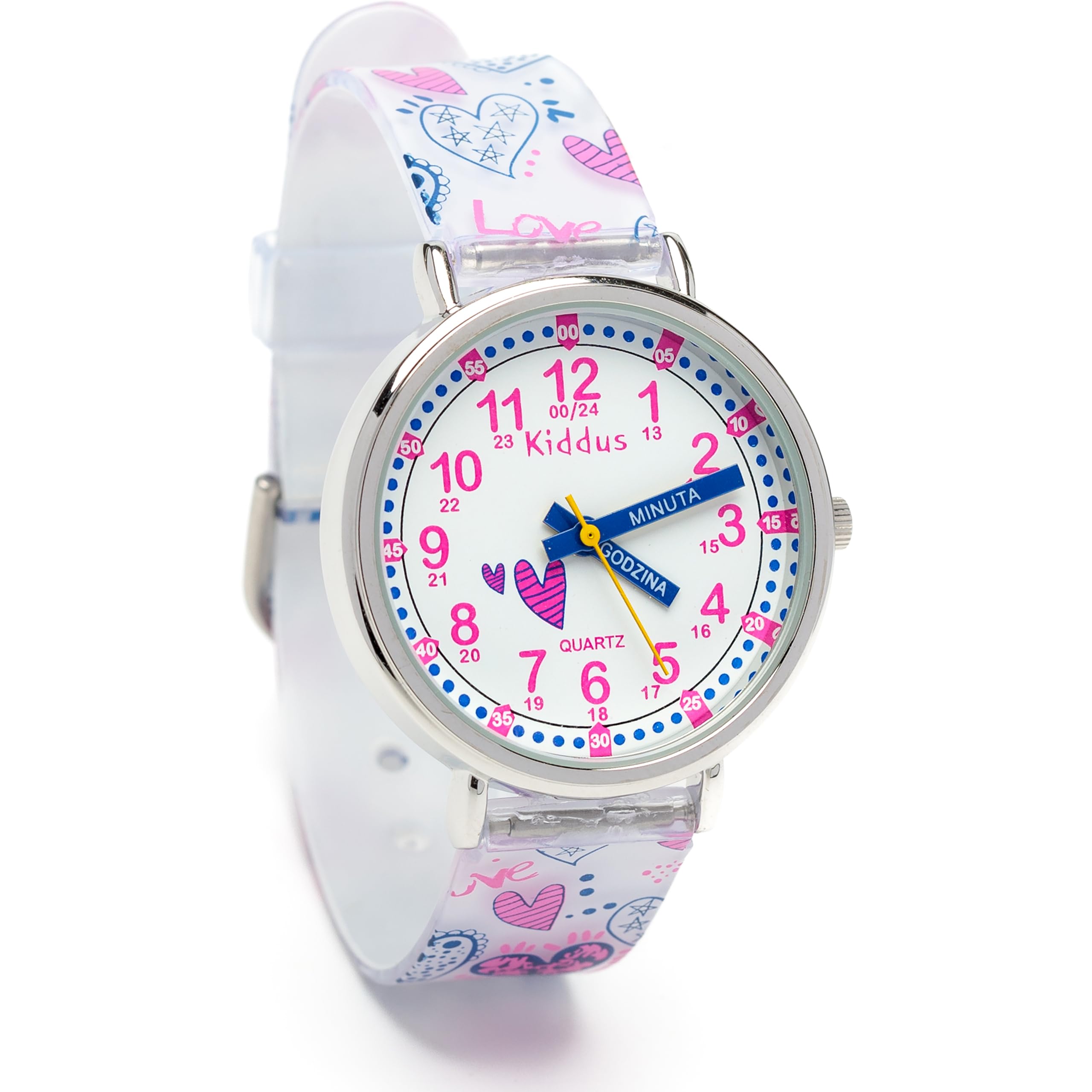 Kiddus Reloj Educativo Infantil para Niño y Niña a Partir de 5 Años, Sumergible 5ATM, Reloj Analógico para Aprender la Hora, Mecanismo Japonés