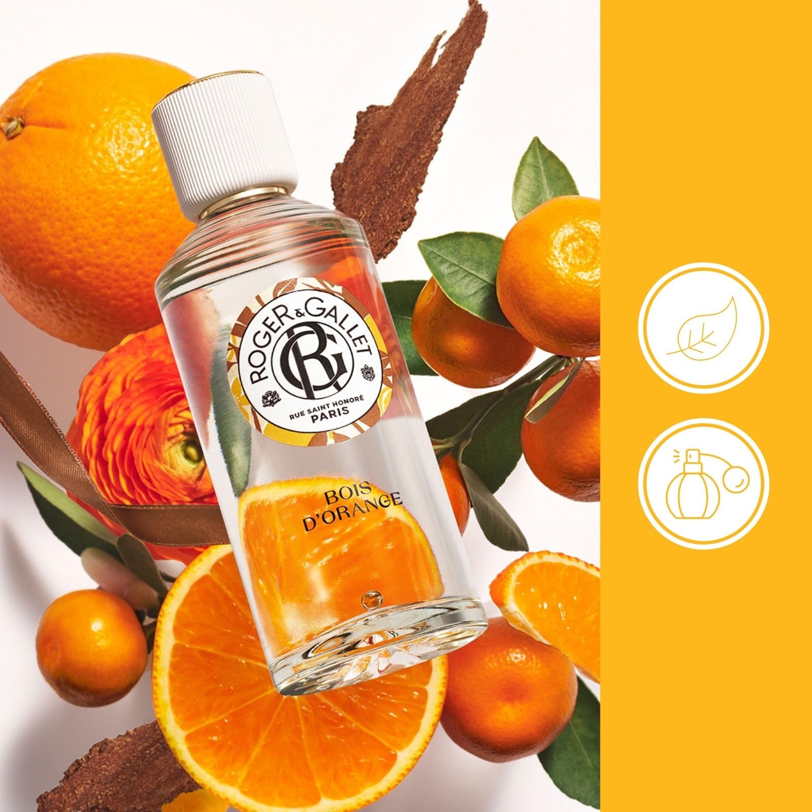 Roger&Gallet - Eau Parfumée Bienfaisante Bois D'Orange - Parfum d’Orange Amère, Patchouli et Bois de Rose - Fragrance Légère et Naturelle - Inspirée de la Formule Originale de l'Eau de Cologne