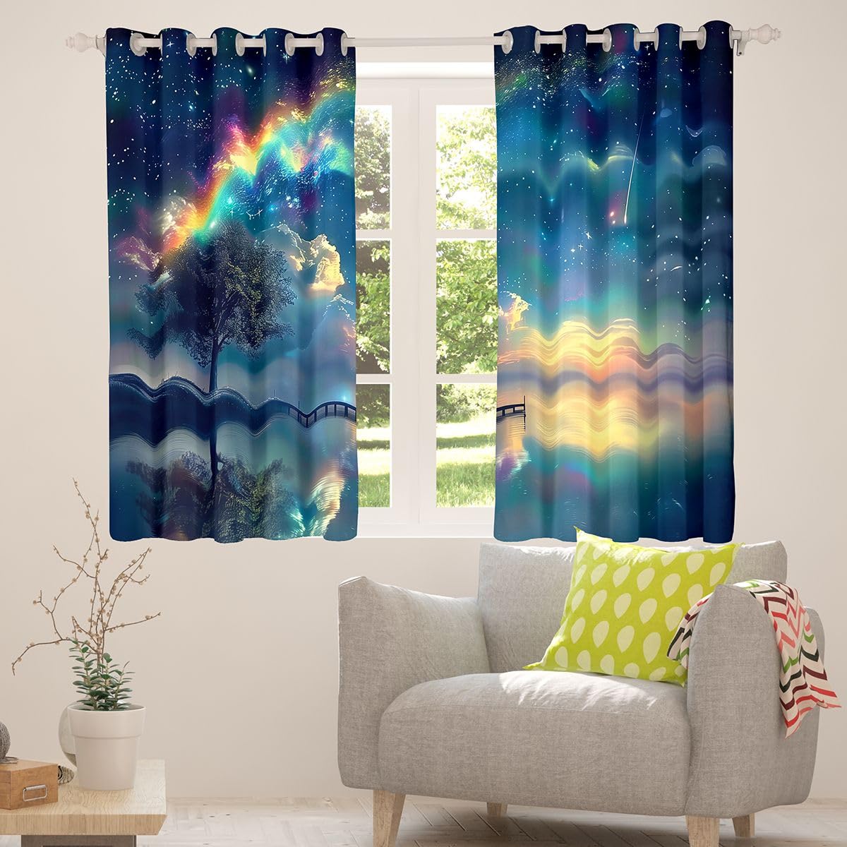 Homewish Tende oscuranti glitterate per camera da letto, 132 x 160 cm